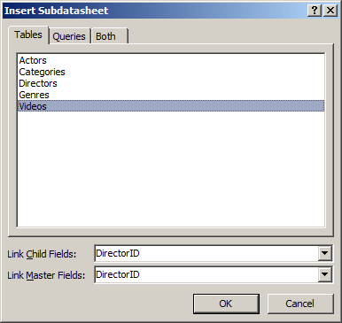 Insert Subdatasheet