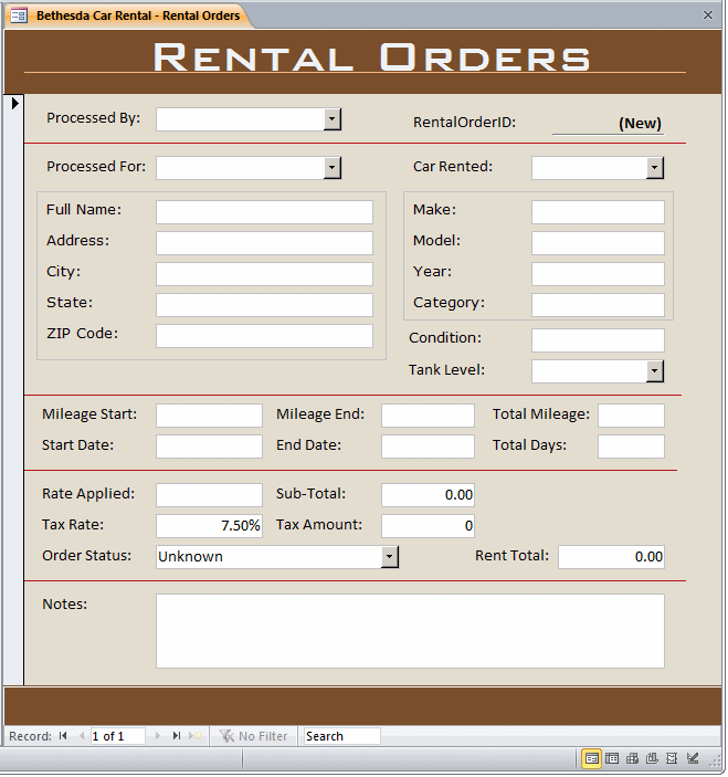 Rental Orders