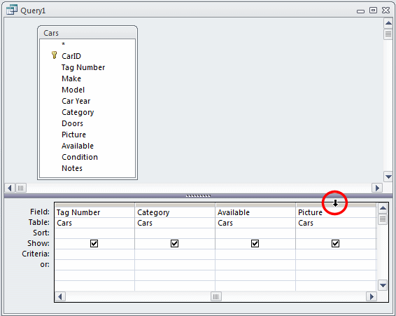Query Design: Selecting a Field