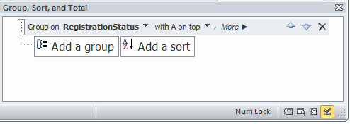 A bar would be added to the Group, Sort, and Total section. Under that bar, there would be a new Add a Group button and a dotted curved line joining them
