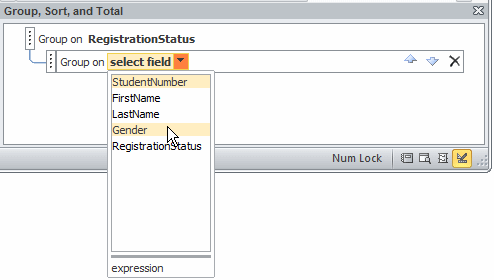 To create a sub-group, you can click the Add a Group button to display the list of fields and click a field from that list