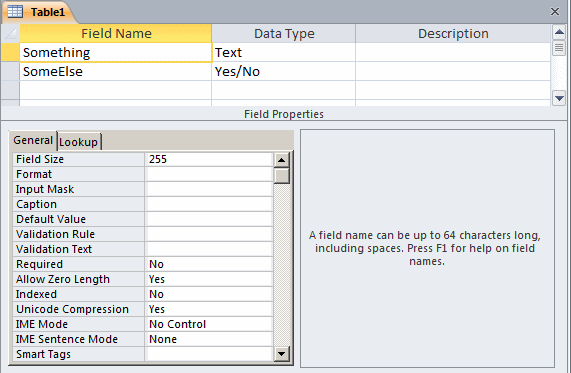 Table Properties