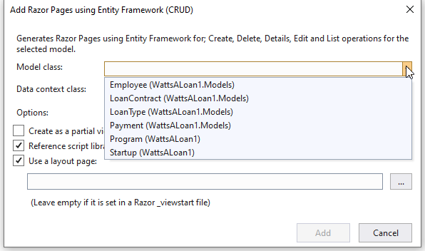 Watts A Loan - Add Razor Pages Using Entity Framework (CRUD)