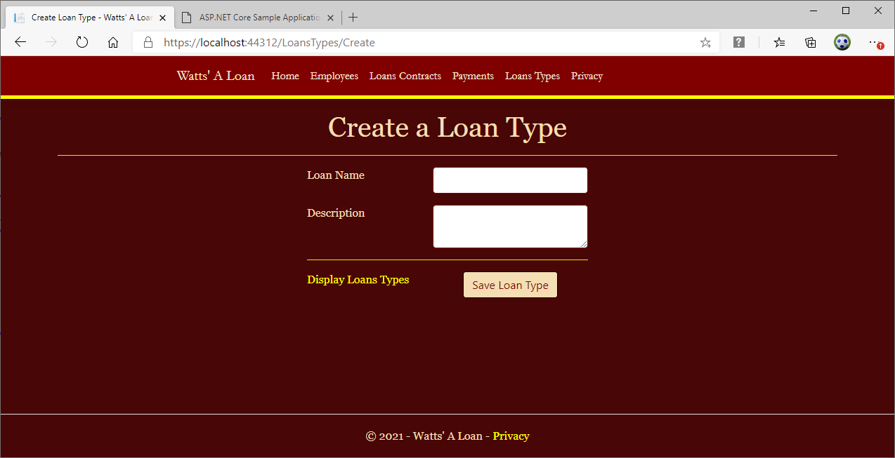 Watts' A Loan - Create Loan Type