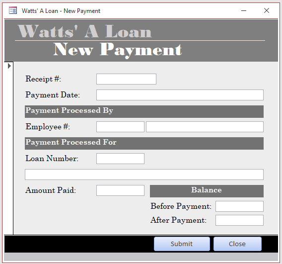 Watts' A Loan - Loan Payment