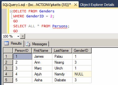 Here is an example of showing all records of the table: