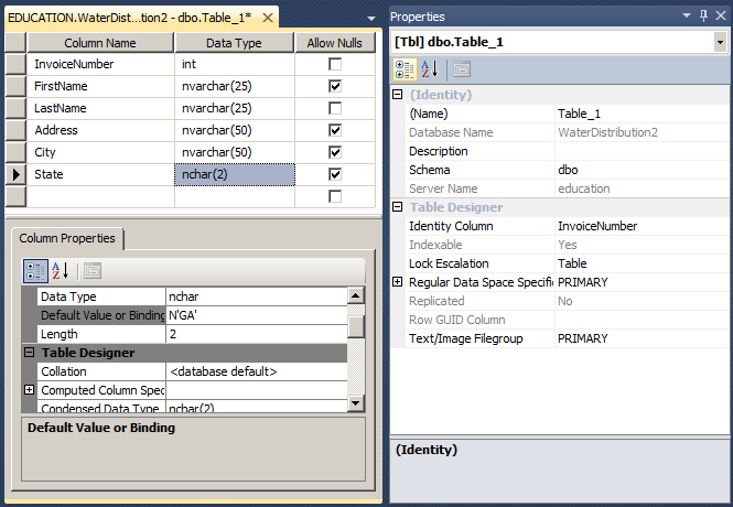 The Default Value of a Column