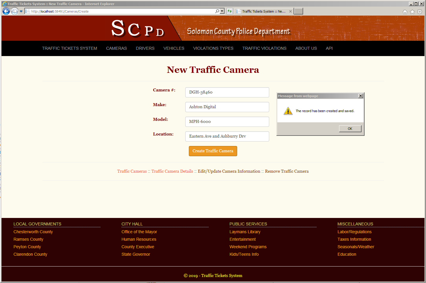 Traffic Tickets System - Traffic Camera Setup