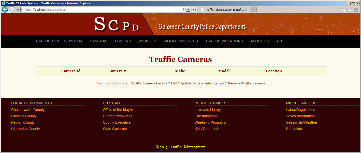 Traffic Tickets System - Cameras