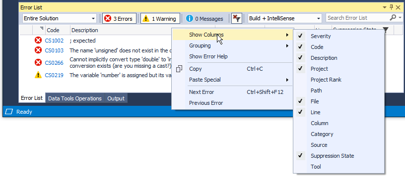 Error List