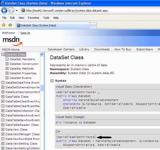The Serializable attribute of a built-in class