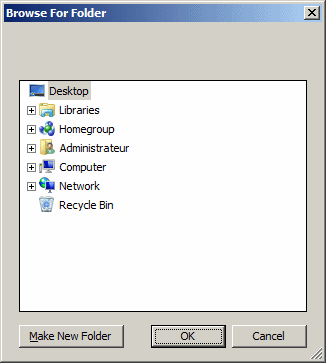 The Browse For Folder Dialog Box