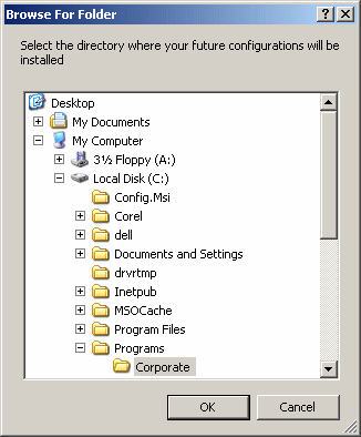The Browse For Folder dialog box without the Make New Folder button