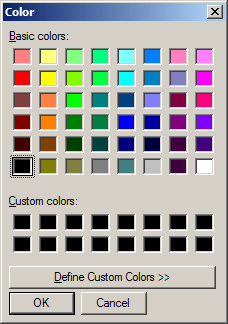 The Color dialog box that cannot be expanded