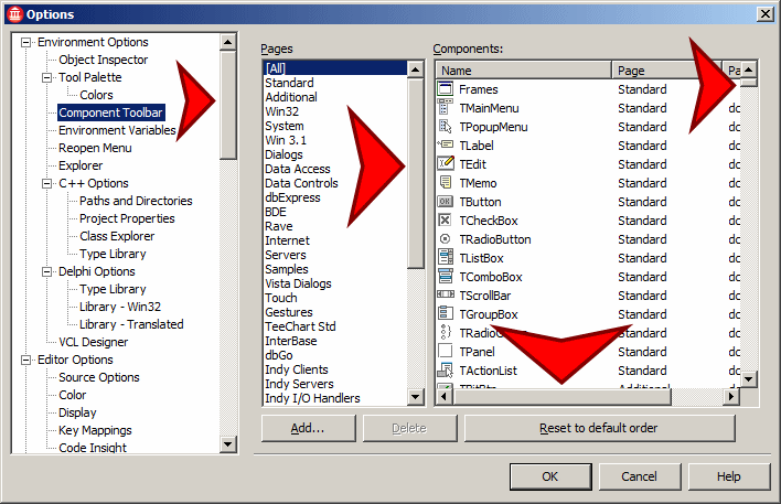 The Options dialog box of Microsoft FrontPage