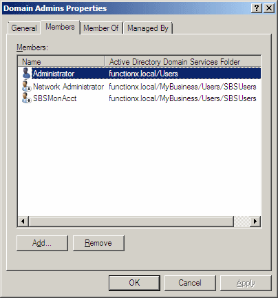 Domain Admins Properties
