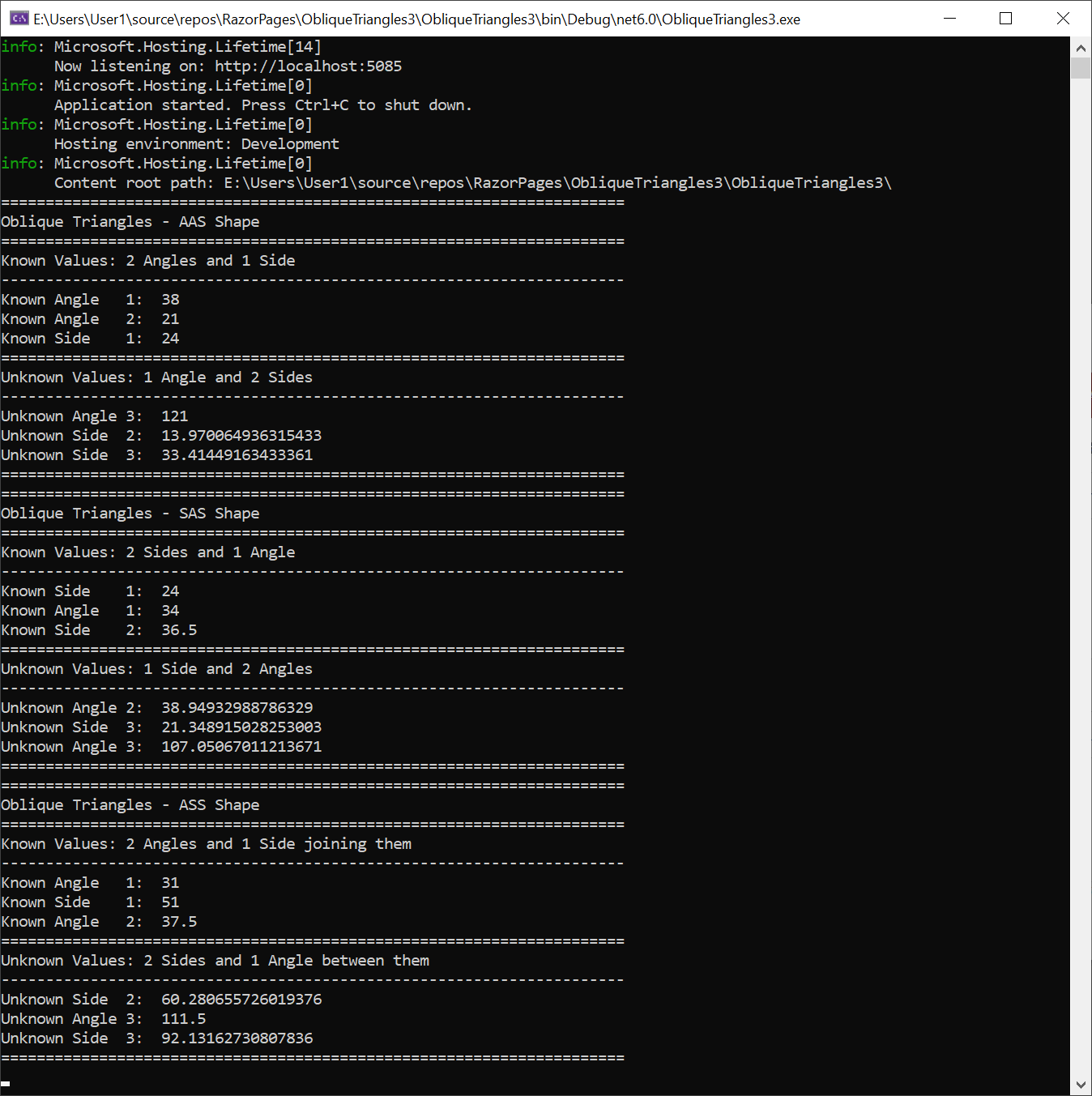 Oblique Triangles - SSS - The Hosting Window