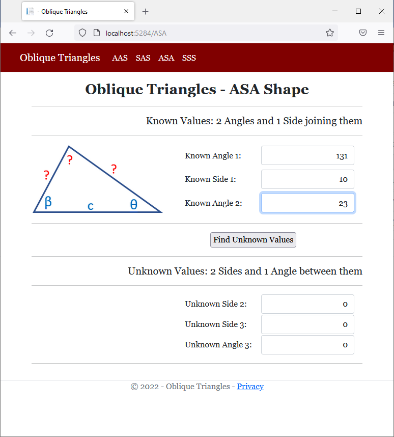 Oblique Triangles - ASA