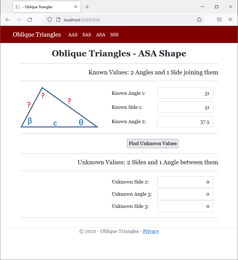 Oblique Triangles - ASA