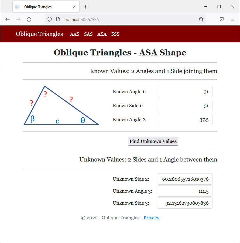 Oblique Triangles - ASA