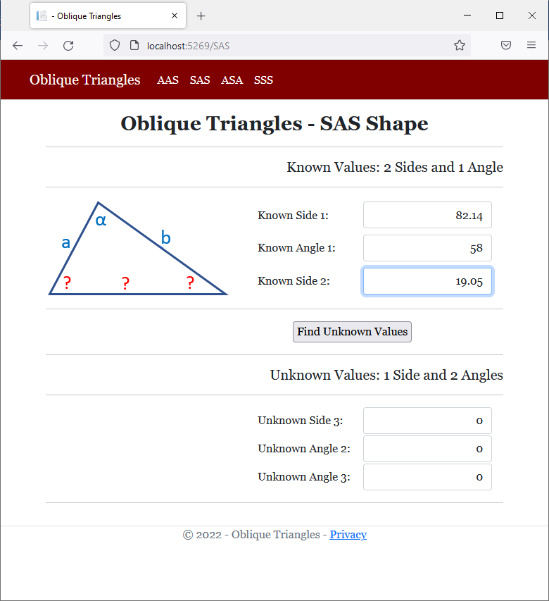 Oblique Triangles - SAS