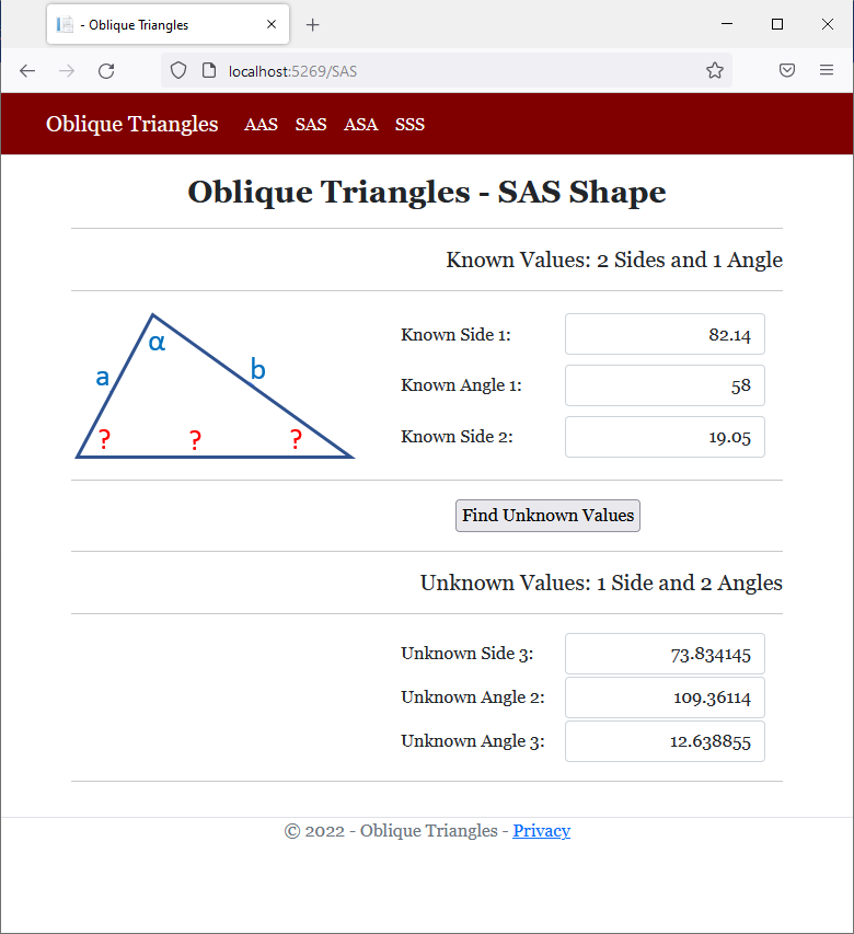 Oblique Triangles - SAS