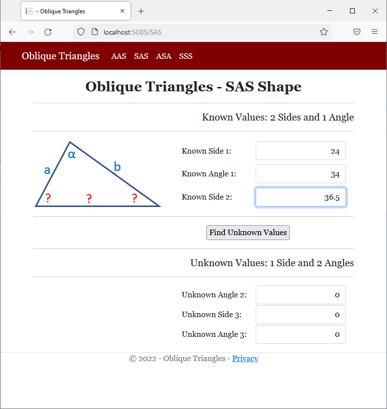 Oblique Triangles - SAS