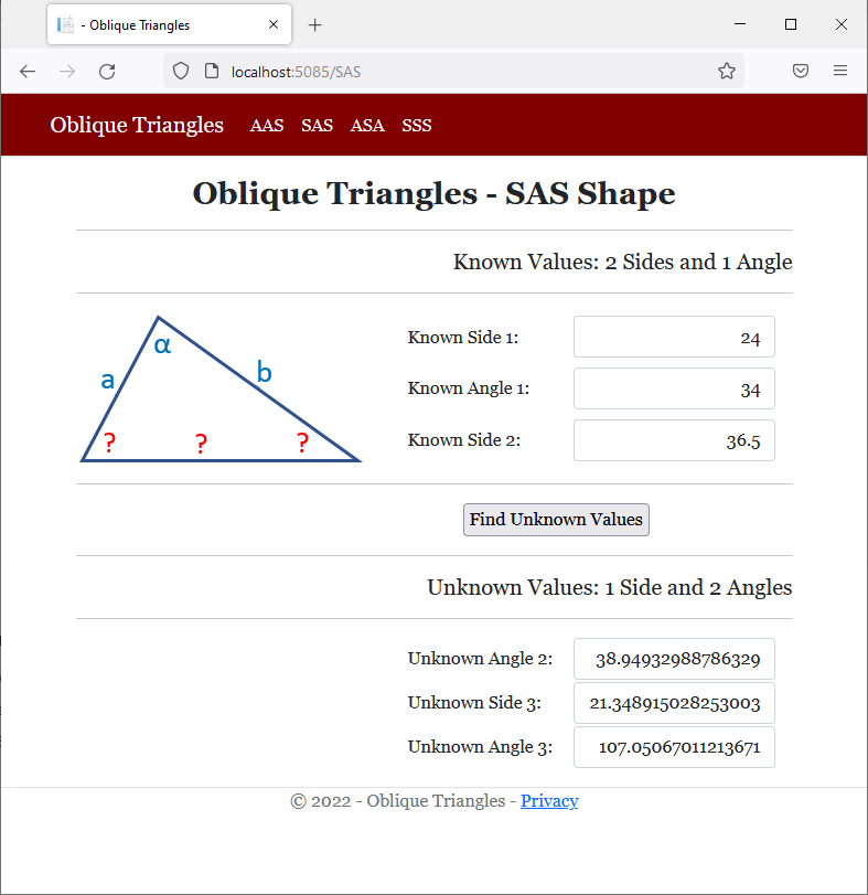 Oblique Triangles - SAS