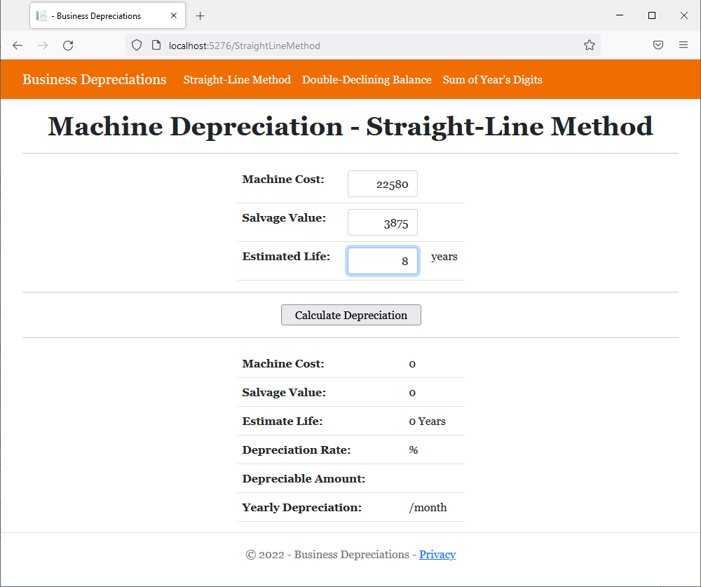 Machine Depreciation - Straight-Line Method