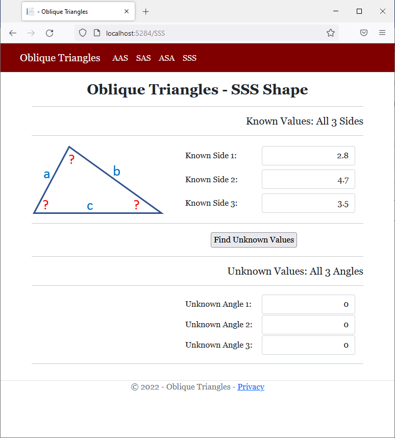 Oblique Triangles - SSS