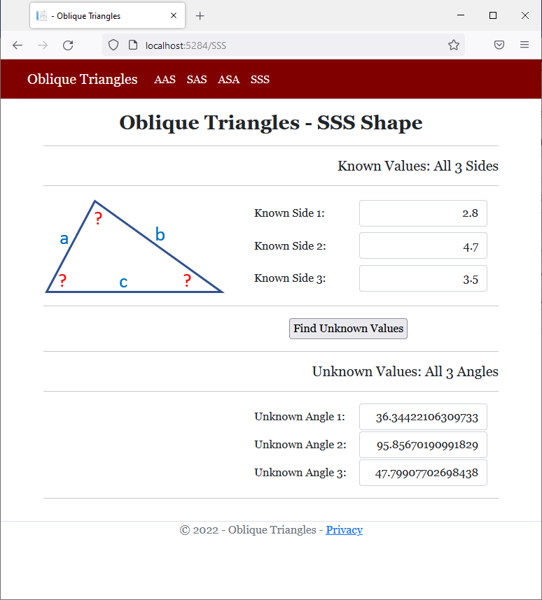 Oblique Triangles - SSS