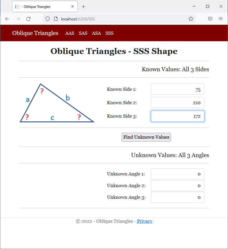 Oblique Triangles - SSS