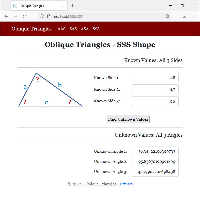 Oblique Triangles - SSS