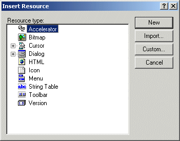 The Insert Resource Dialog Box