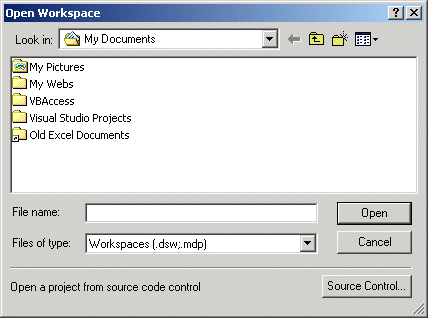 The Open Workspace Dialog Box