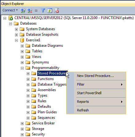 Creating a Stored Procedure