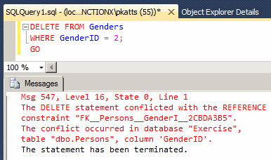 An Error On Delete or On Update
