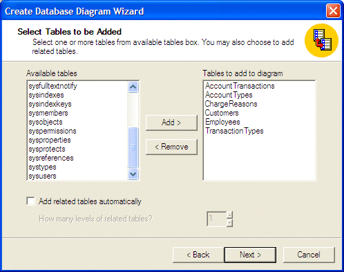 Create Database Diagram Wizard