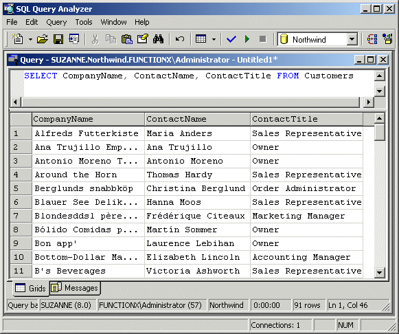 A query with selected columns