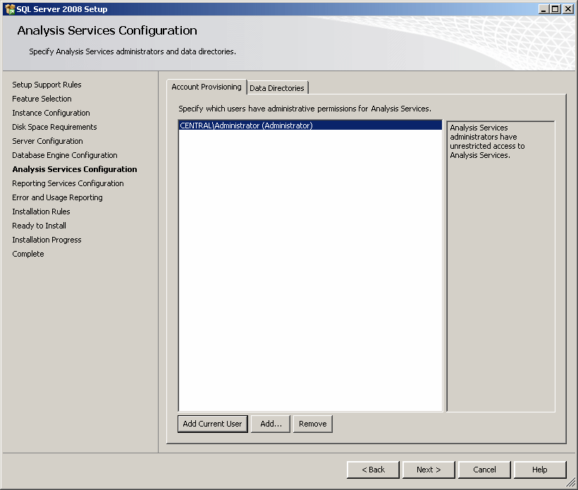 Analysis Services Configuration
