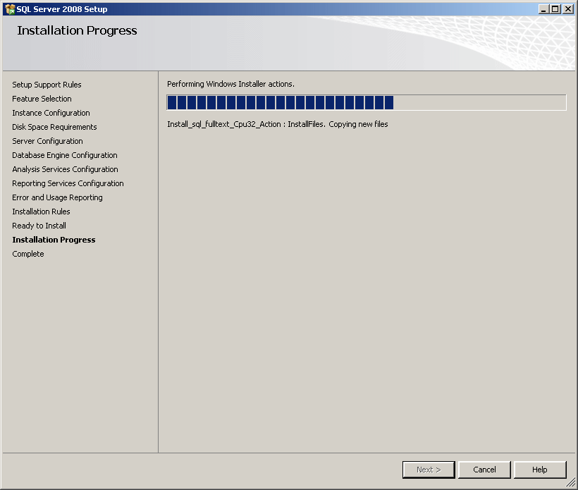 Installation Progress