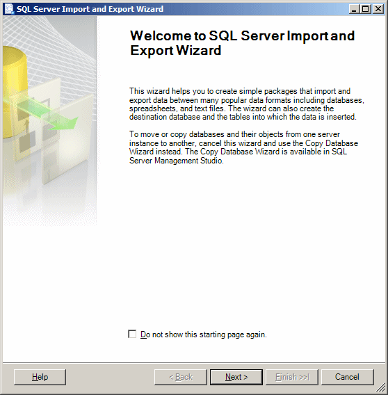 SQL Server Import and Export Wizard