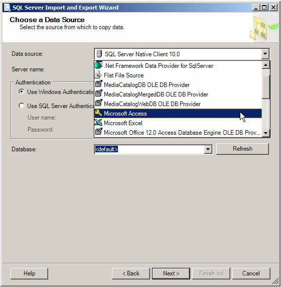 SQL Server Import and Export Wizard