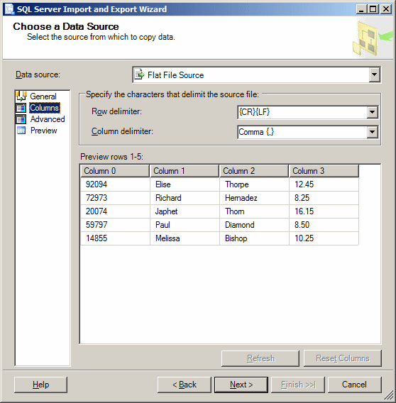 SQL Server Import and Export Wizard