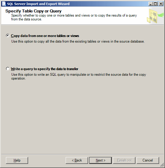 SQL Server Import and Export Wizard