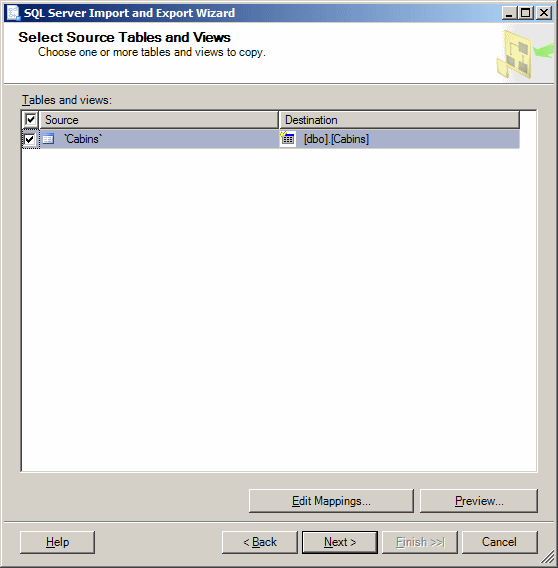SQL Server Import and Export Wizard