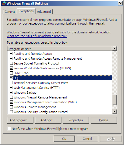 Windows Firewall Settings