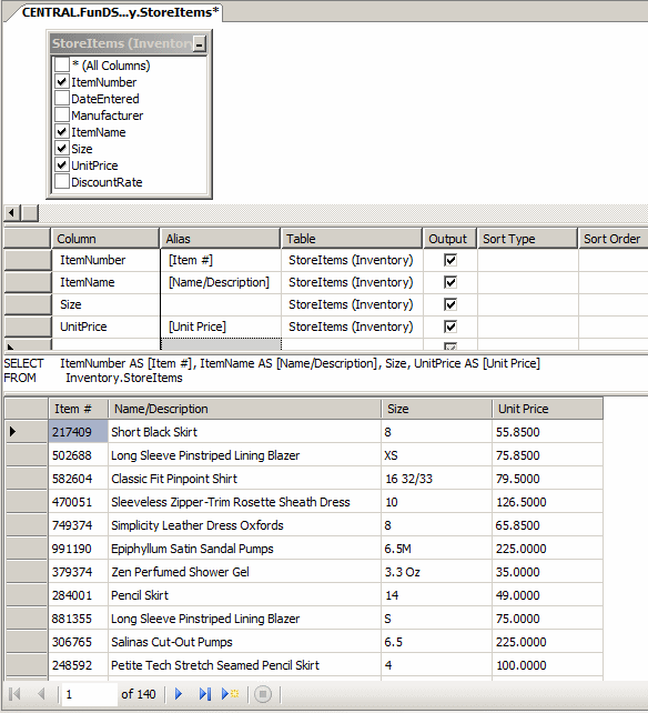 Selecting a Column in the Criteria Section