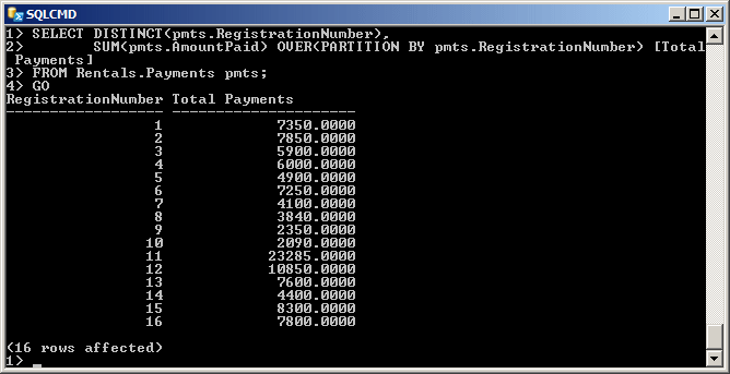 Selecting Records Over a Partition