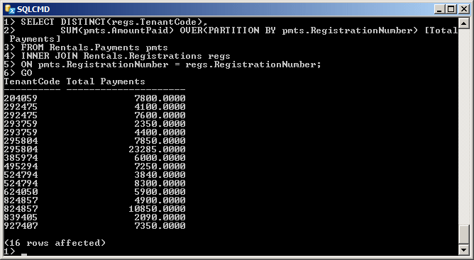 Selecting Records Over a Partition
